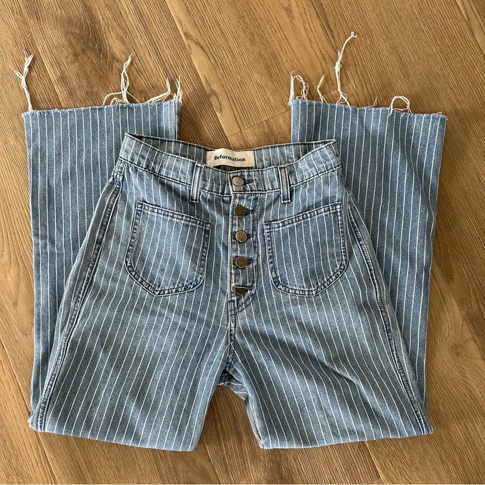 Reformation McGraw Crop Pinstripe Jeans 25